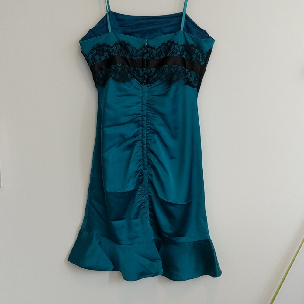 BCBG Dark Teal stretchy Strapless dress - Picture 5 of 8
